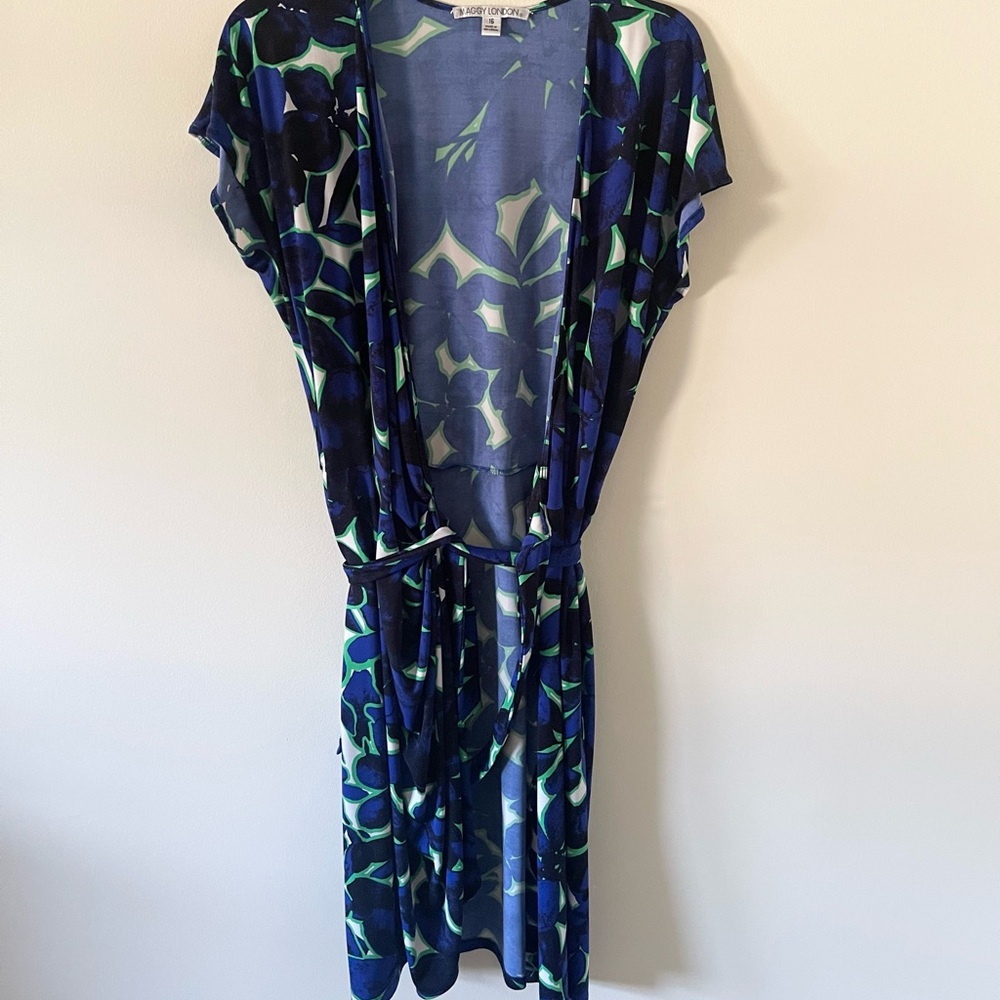 Maggy London Blue and Green Floral Dress